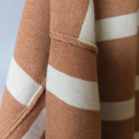 Free People Oversized Gray Beige & Cream Striped Sweater - Picture 4 of 6